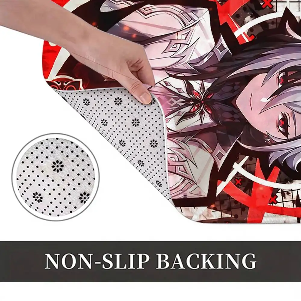 Genshin-Arlecchino 0816 B-Day  Home Decor Short Plush Floor Mat, Non-Slip & Easy to Clean for Multi Doorways