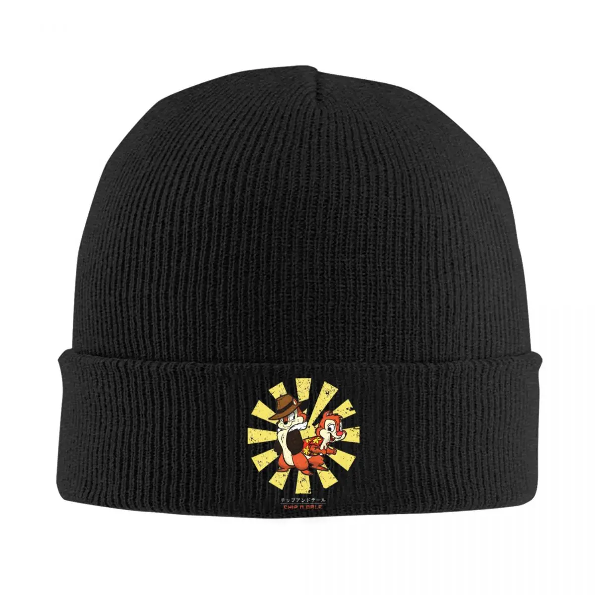 

Chip N Dale Retro Japanese Bonnet Hats Knitted Hat Unisex Adult Street Head Wrap Beanie Hats Autumn Winter Hippie Custom Cap