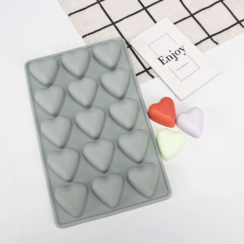 15 Cavities Love Shape Silicone Baking Mold DIY Heart Chocolate Ice Making Set Cake Decor Valentine\'s Day Gift Soap Candle Mould