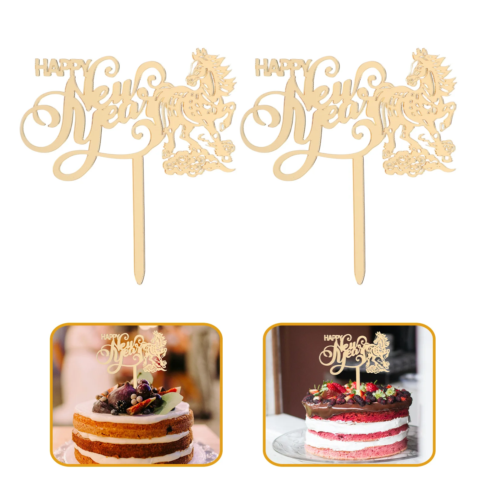 

15Pcs Horse Cake Topper Chinese New Year Acrylic Lunar New Year Party Supplies Birthday Spring Festival Decoration