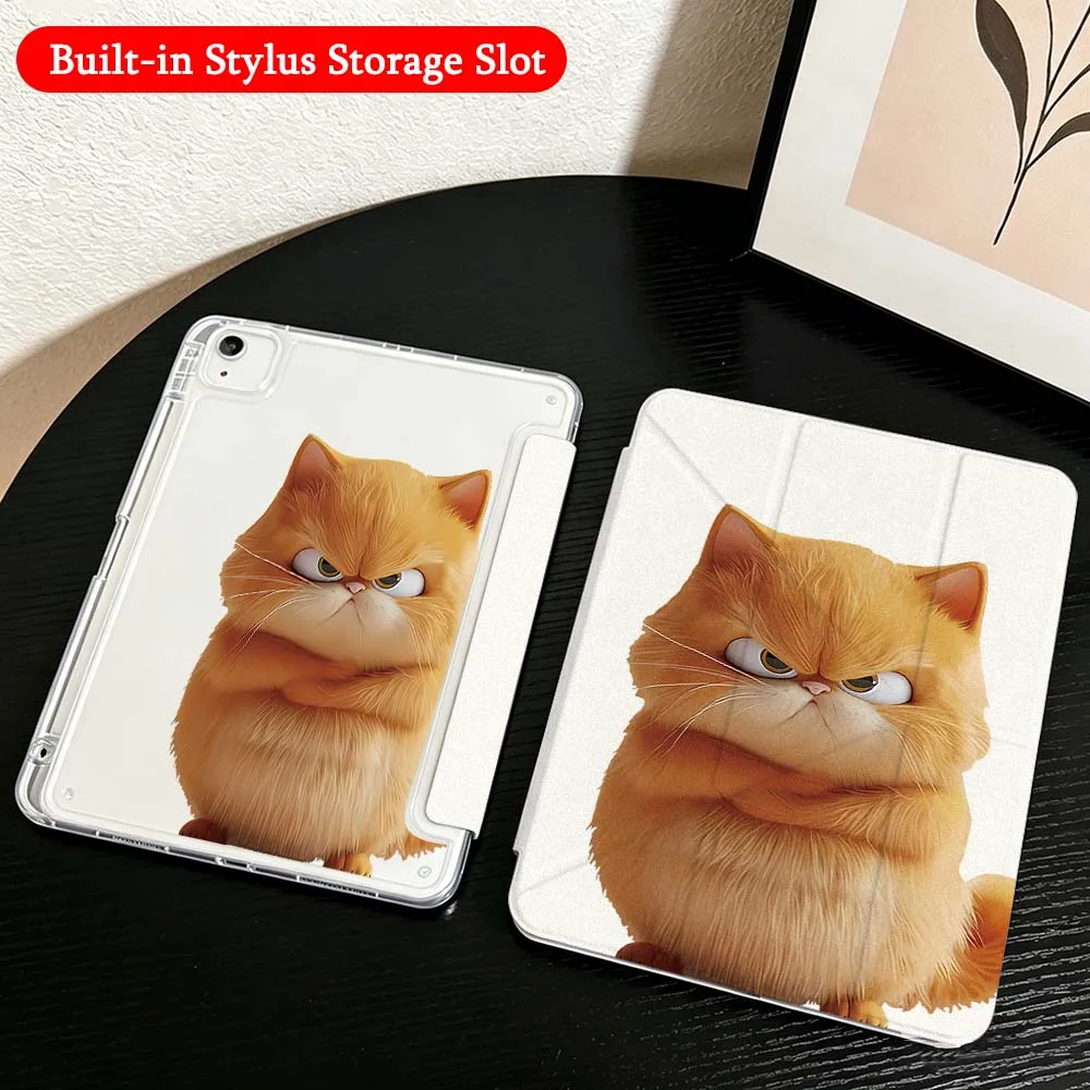 

Black White Cat Cartoon Case For iPad Mini Pro Air 5 6 7 8 9 10th 11th 11 9.7 10.9 13 inch Transparent Y-Shaped Folding Tablet
