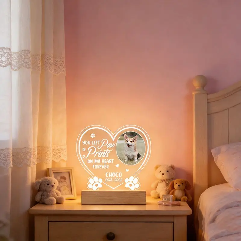 Custom Pet Photo Night Light Personalized Text Design Warm Creative Lamp Gift Home Bedroom Decorative Lighting Ornament