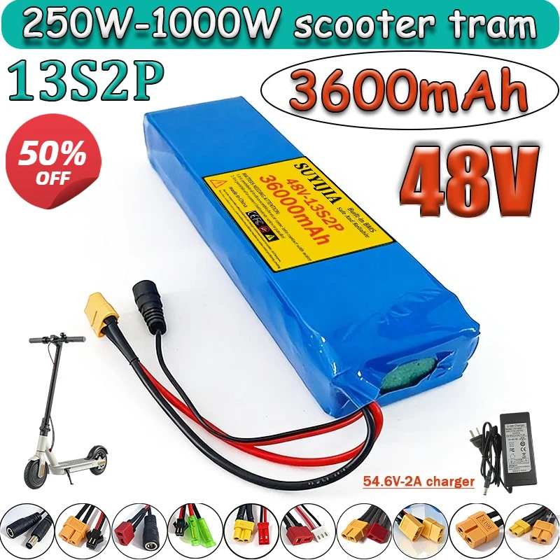 

48V-13S2P 36000mAh new18650 lithium battery pack with built-in13S2P BMS protection plate suitable for electric scooter batteries