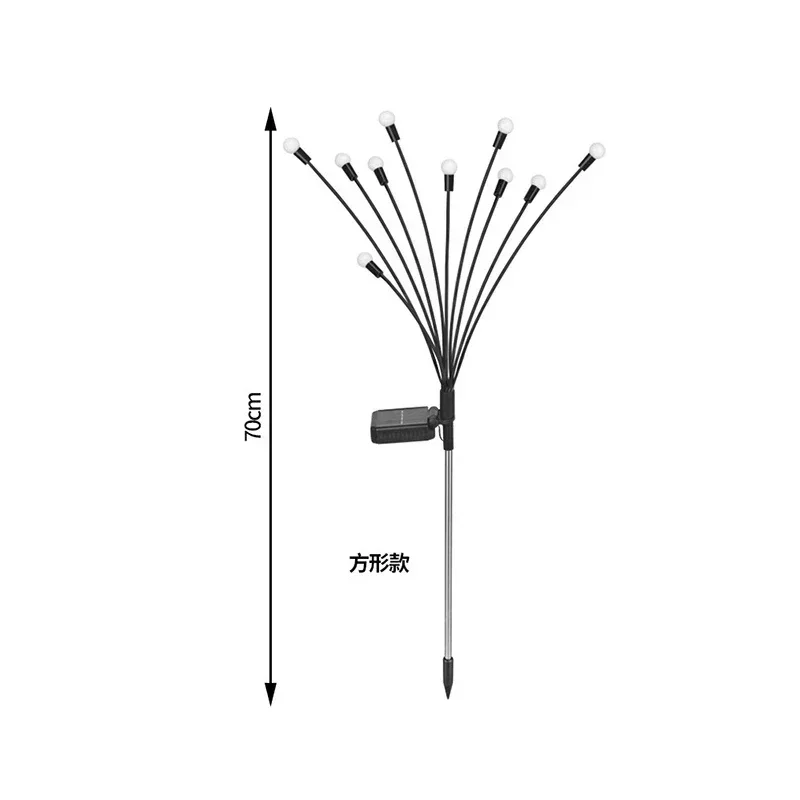 Imagem -06 - Led Solar Jardim Luz Luz de Gramado Firefly Ground Plug Lâmpada Festival Atmosfera Decoração pc Pcs Pcs Pcs 10 Cabeças