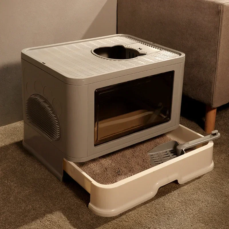 

Fully Enclosed Large Cat Litter Box Convenient Drawer Cat Toilet Thickened Material Cats' Sandbox Folding Disassembly Cats Box