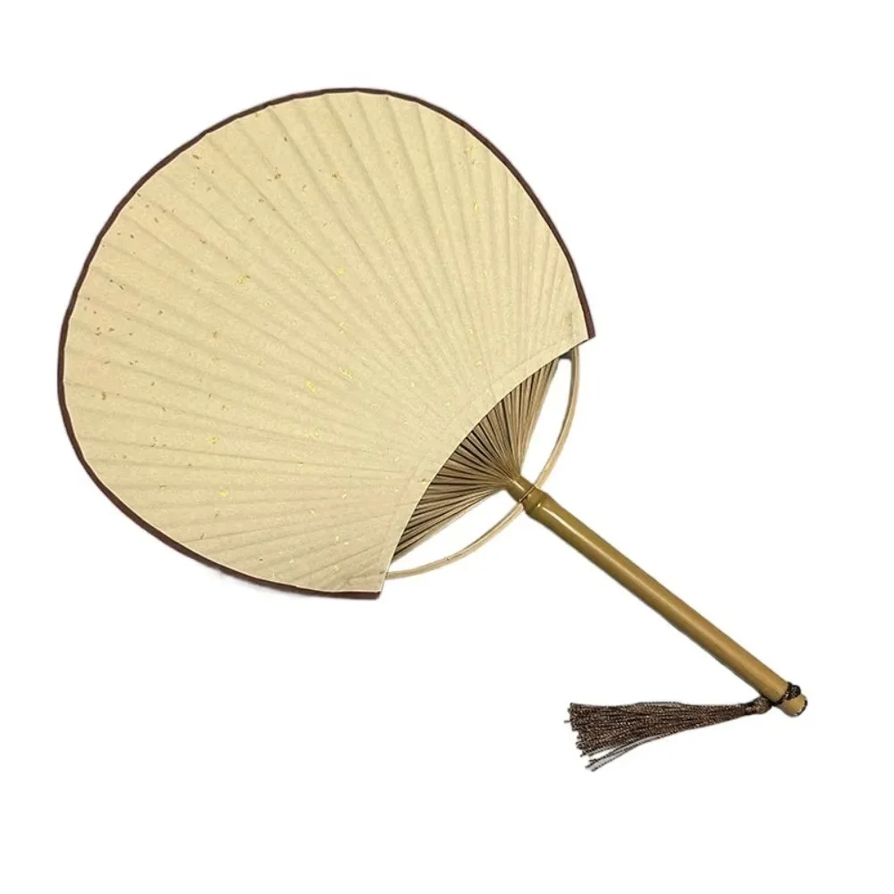 New Creative Vintage Hand Painted Fan Paper with Tassels Blank Hand Fan Bamboo Handle Chinese Style DIY Fan Gift