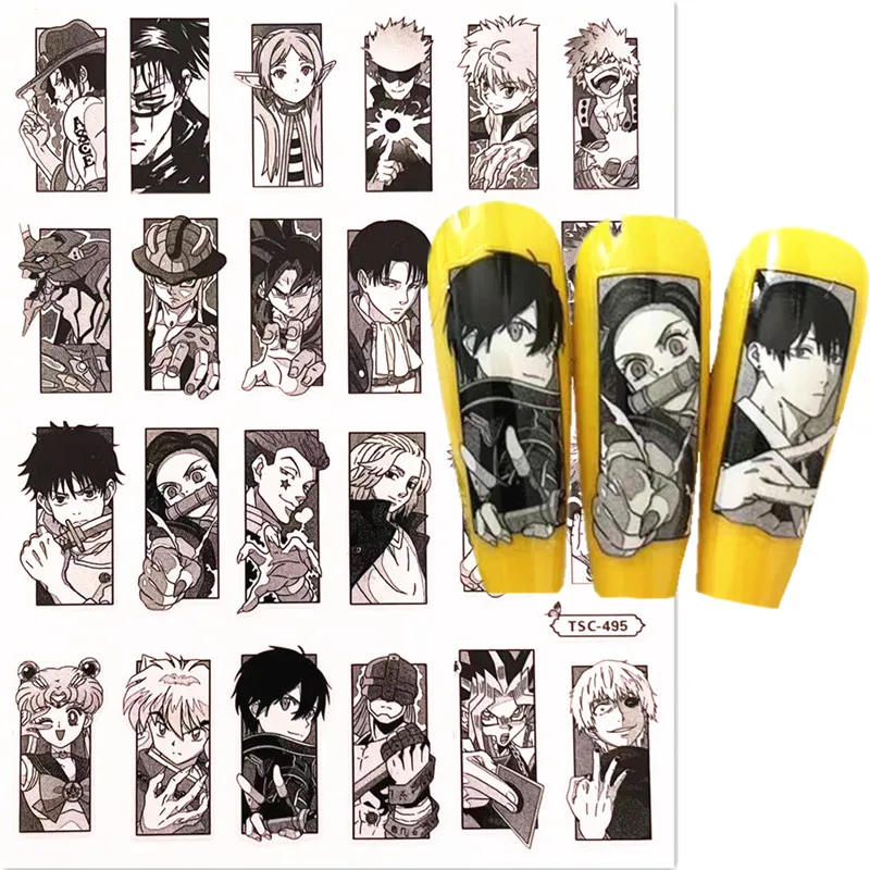 Nail slider Anime Image 3d nail art stickers decal template diy nail tool decorations TSC 240