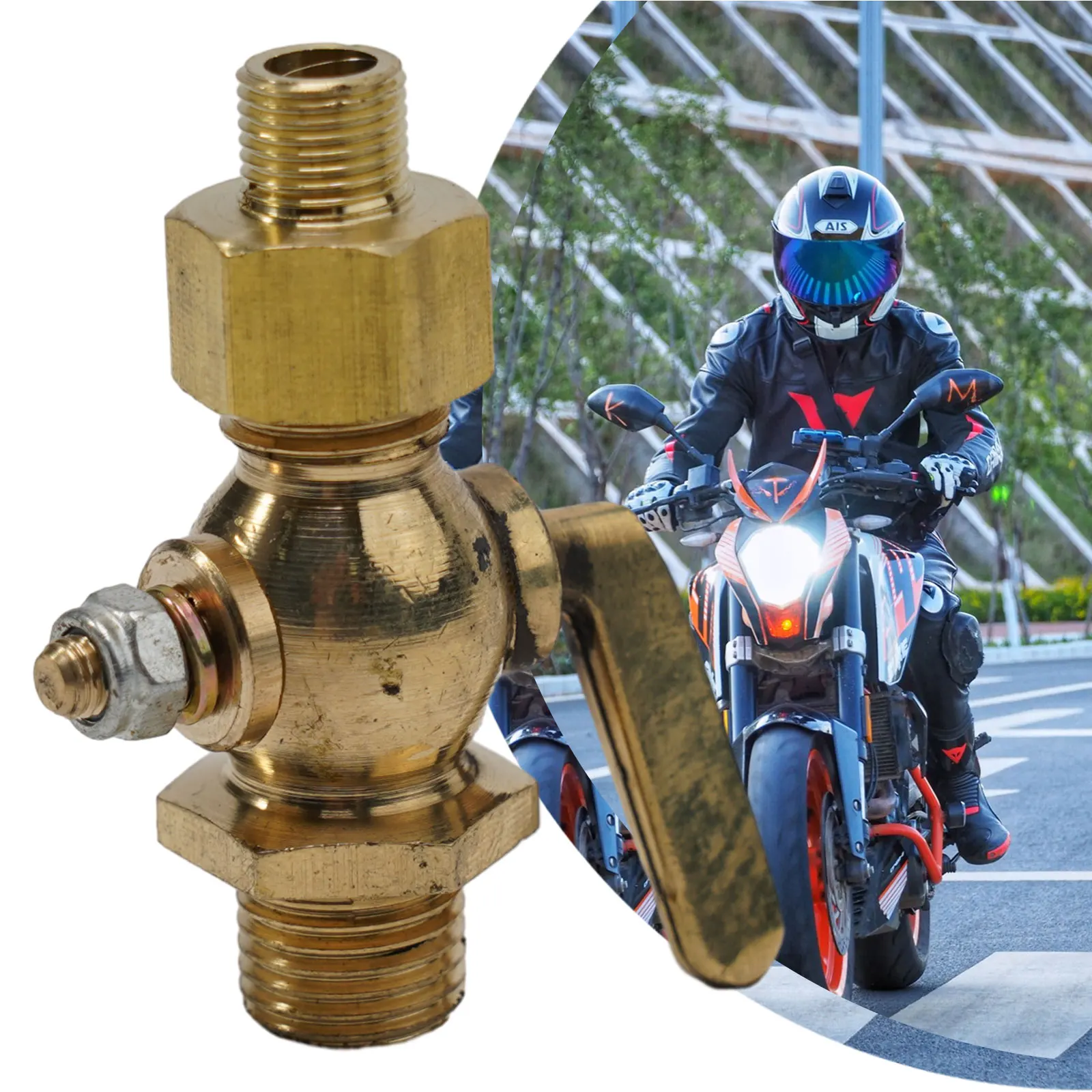 Copper Petcock Valve, Size 6 5*4 5cm, G1/4 Model, Rotatable Switch, Suitable for Vintage Motorcycles, Atmospheric Pressure