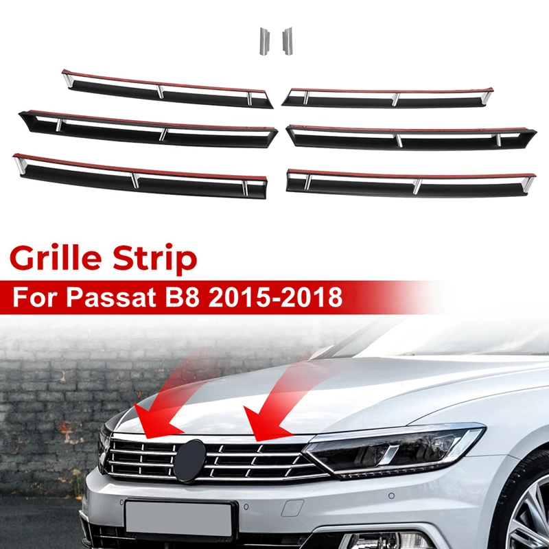 Front Grille Chrome Plated Trim For VW Passat B8 2015 2016 2017 2018 Variant Chrome Plated Decoration Strip On She Front Grille