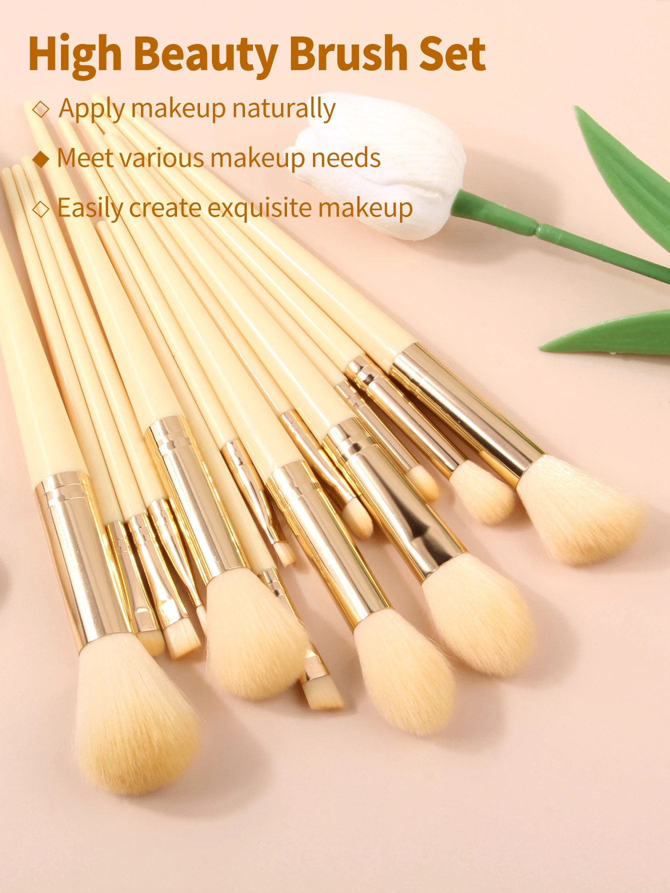 多機能イエローメイクブラシセット,初心者向け,ブラシ修理,ツール,完全,13個