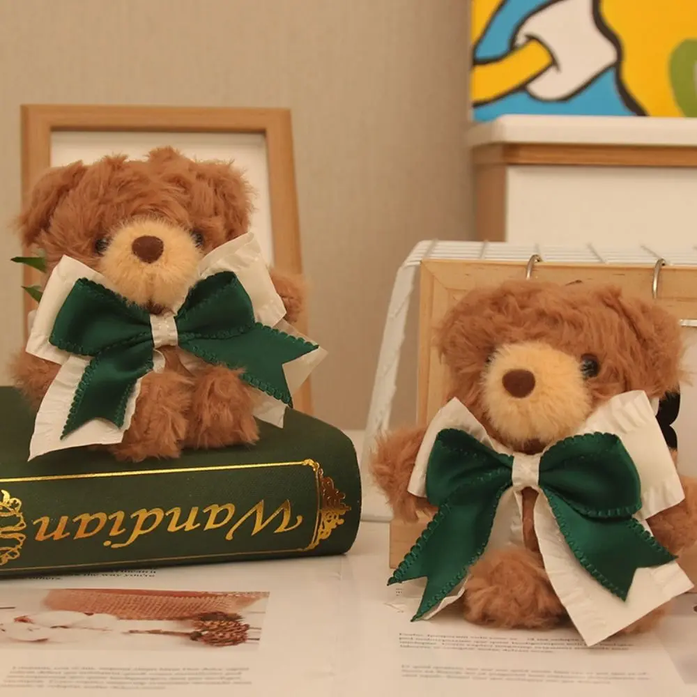 

PP Cotton Bowknot Bear Plush Toy Soft Fluffy Little Bear Keychain Handmade Cartoon Bear Bag Pendant Birthday Parties