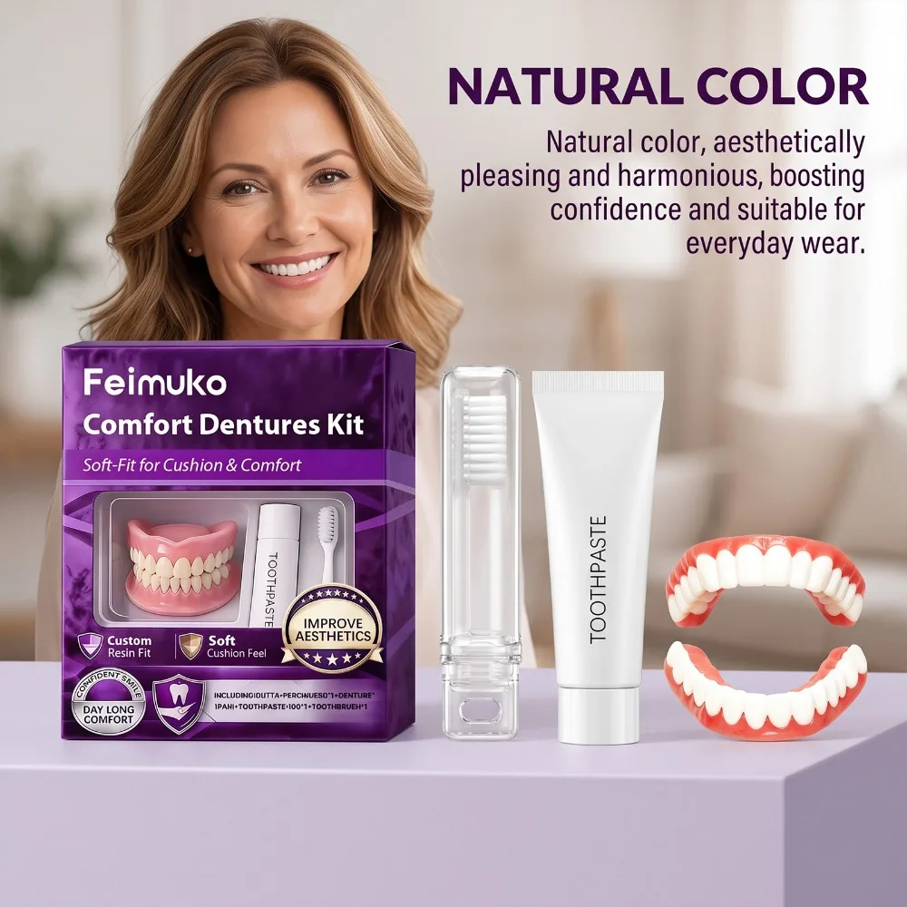 Nature Denture Cosmetic Kit Comfort Fit Wear Natural Look Cleaning Care for Missing Teeth Gaps DIY Fitting Set Beauty Appliance