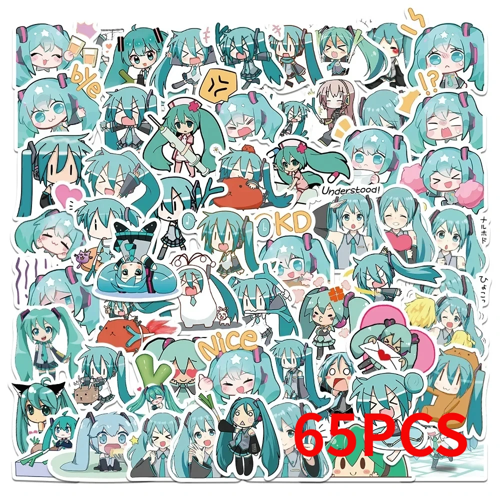 100pcs Hatsune Miku Stickers Pack Waterproof Phone Case Cartoon Journaling Stationery Kawaii Packaging Cute Laptop Skin