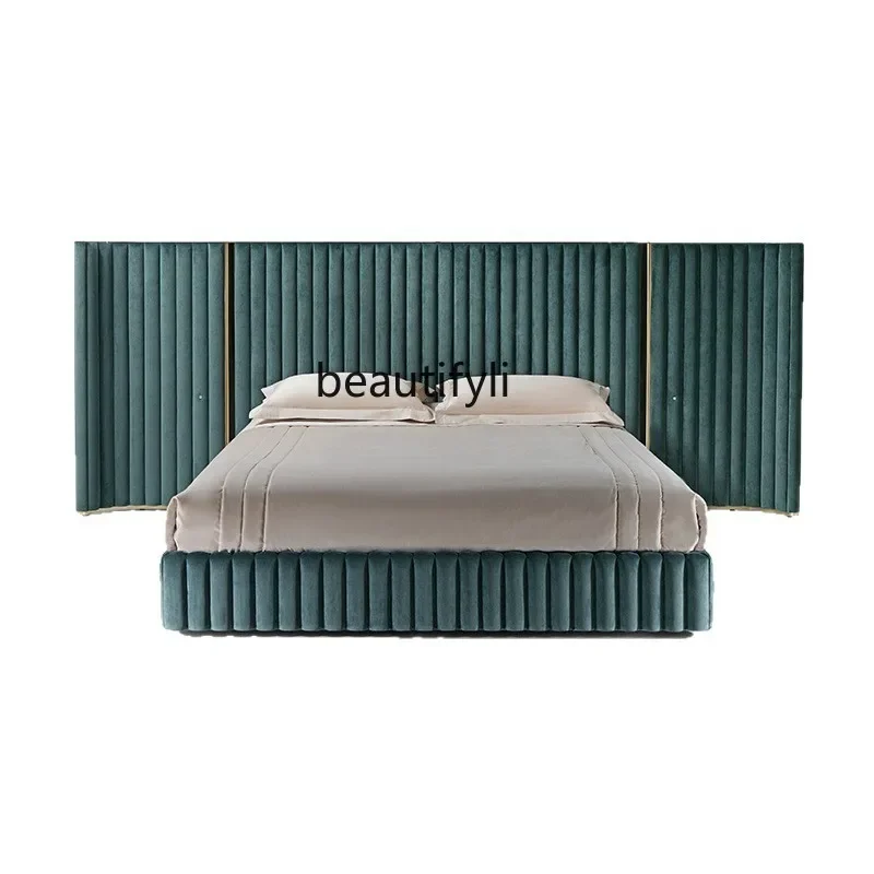 Q181 Italian first-layer cowhide double master bedroom modern light luxury soft bag leather bed