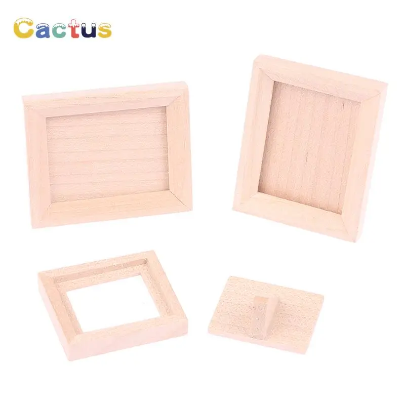 1Pc 1/12 Dollhouse Miniature Wood Photo Frame Simulation Furniture Model Accessories Doll House Decoration