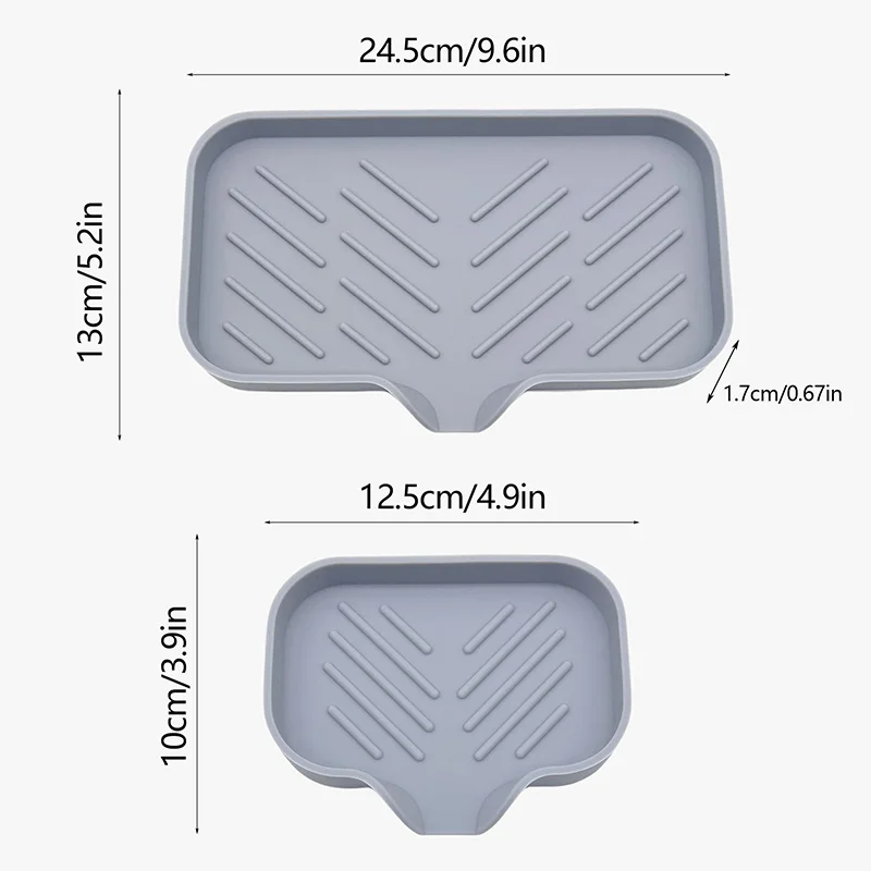 Convenient Decorative Tray Gray Silicone Soap Cleaning Ball Cloth Placement No Ponding Tray Kitchen Storage Supplies