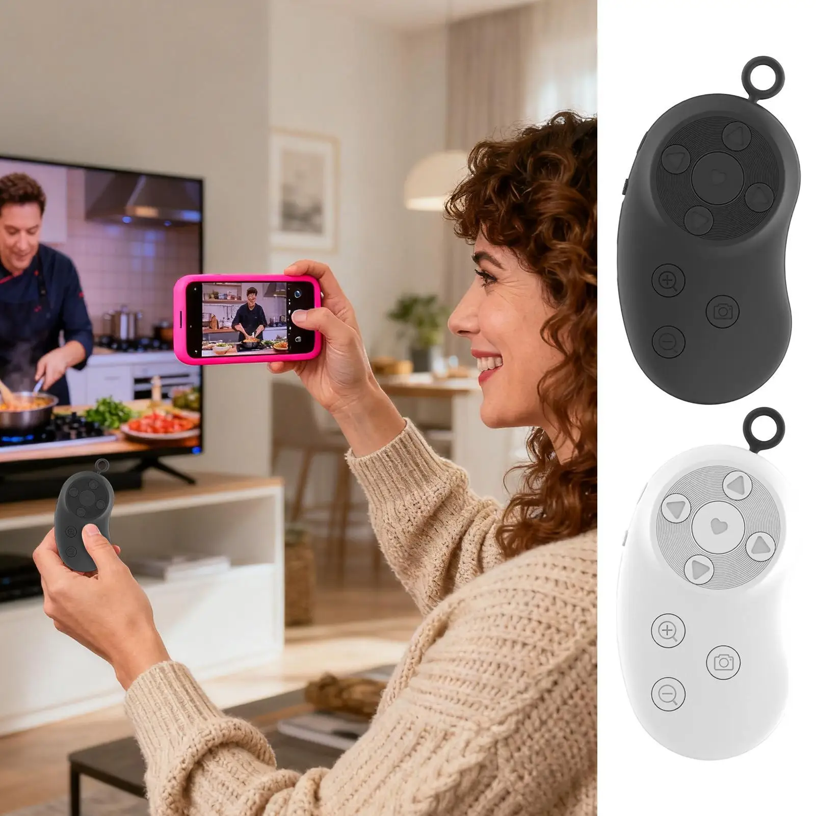 Camera Remote Control Portable Wireless Type-C Rechargeable Photo Clicker Phone Remote Shutter For Riding Road Travel Driving