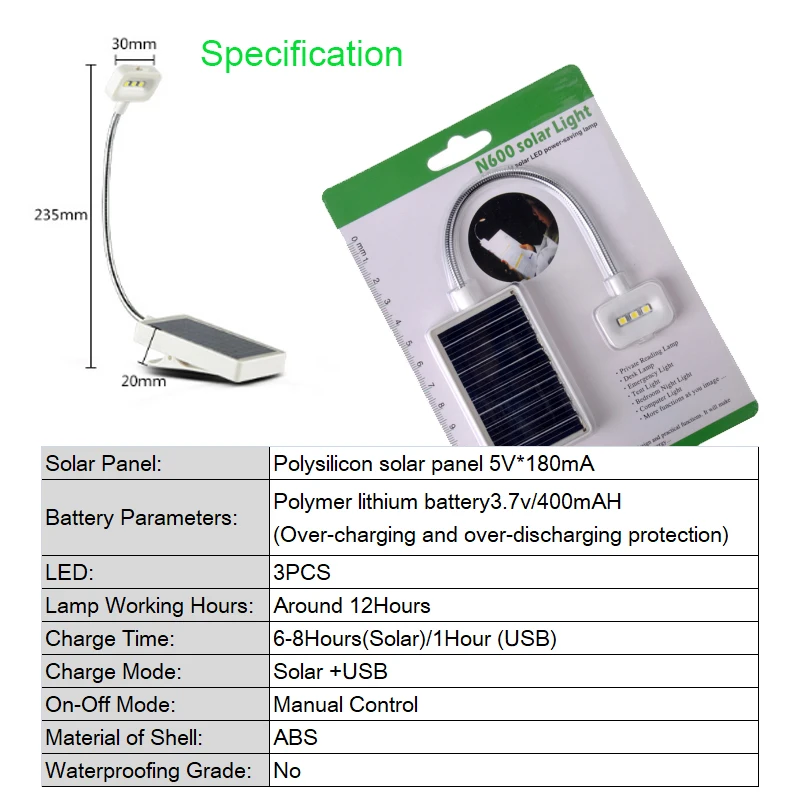 ポータブルソーラーLEDランプ,USB充電クリップ,読書,誕生日プレゼント,Buitenverlichting,zonne,energie,緊急事態