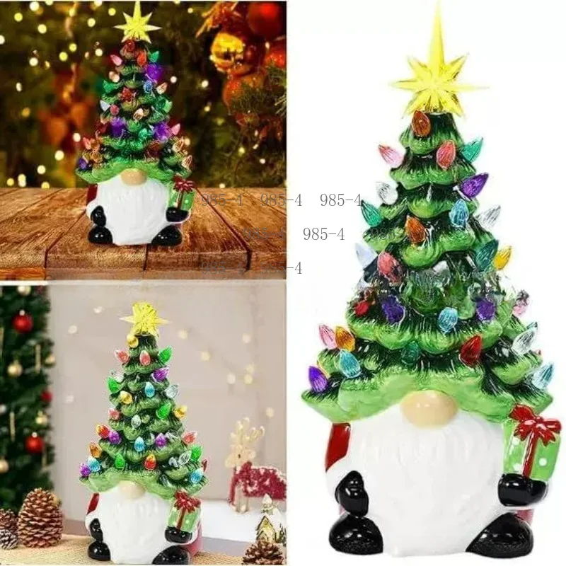 Lighting Tree Decor - Cute Resin Gnome Lamp Christmas Tree