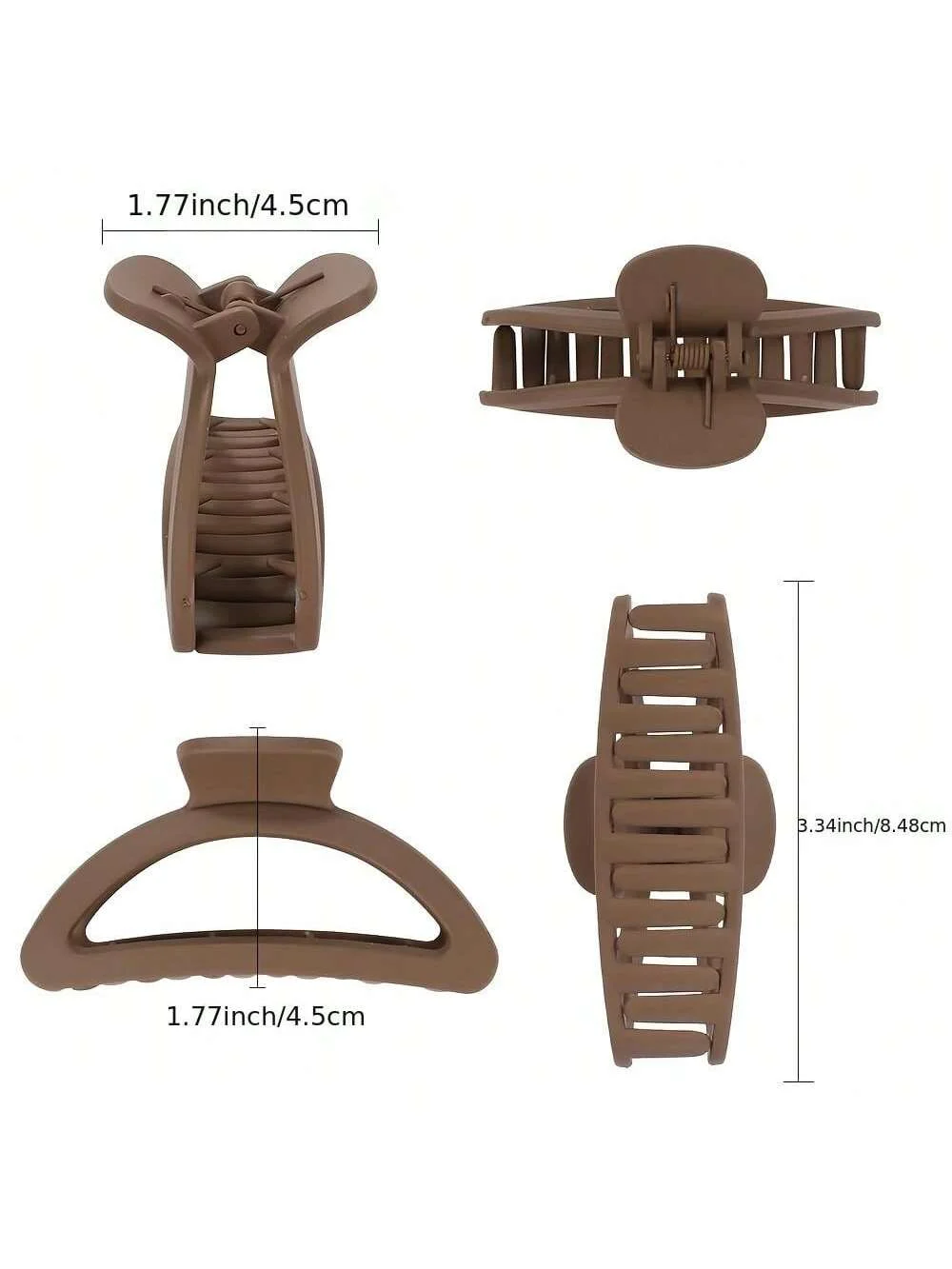 4個入り クラシックマットハーフムーン型 大型グリップクリップ 強力グリップ力 後頭部ディスクヘアクリップ ヘアアクセサリー