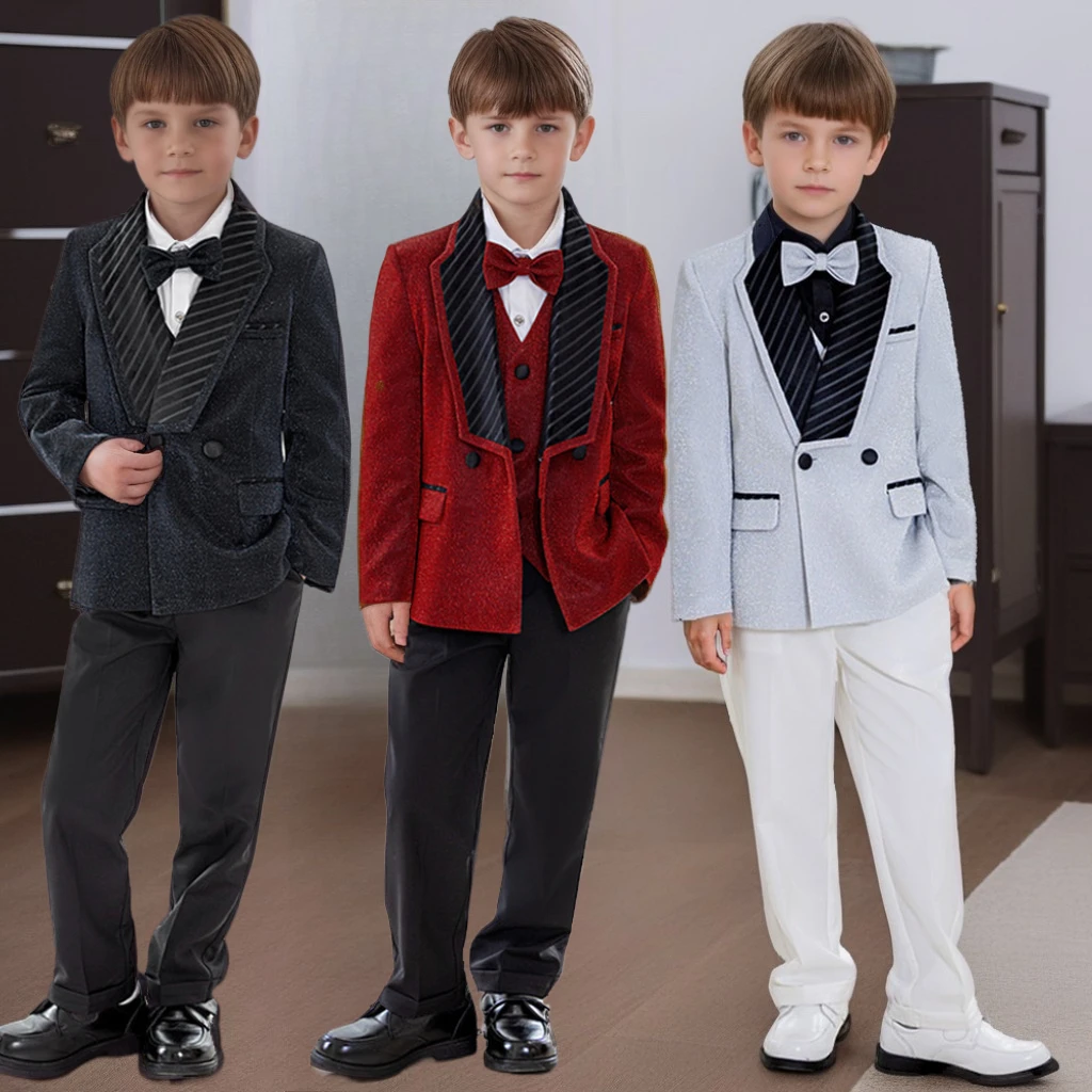 

Boys Suit Set British Style Formal Blazer for Kids Host Piano Recital Performance Costume Elegant Boy Wedding Party Outfits 10 Y