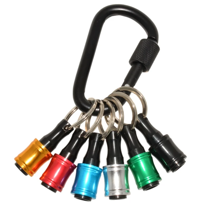 1/4-inch Hex Shank Aluminum Alloy Screwdriver Bits Holder Extension Bar Drill Screw Adapter Change Keychain Portable