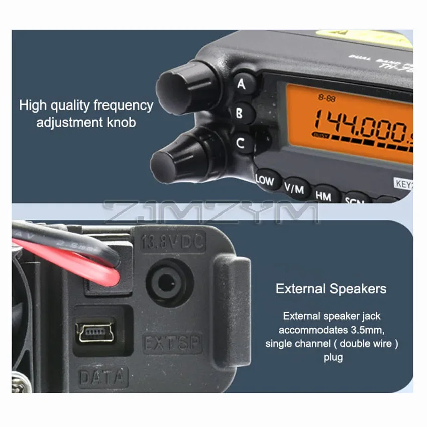 TH-7800 Dual display Car Radio Walkie talkie Dual Band 134-174/400-480MHz 50W  Mobile Transceiver Two way radio