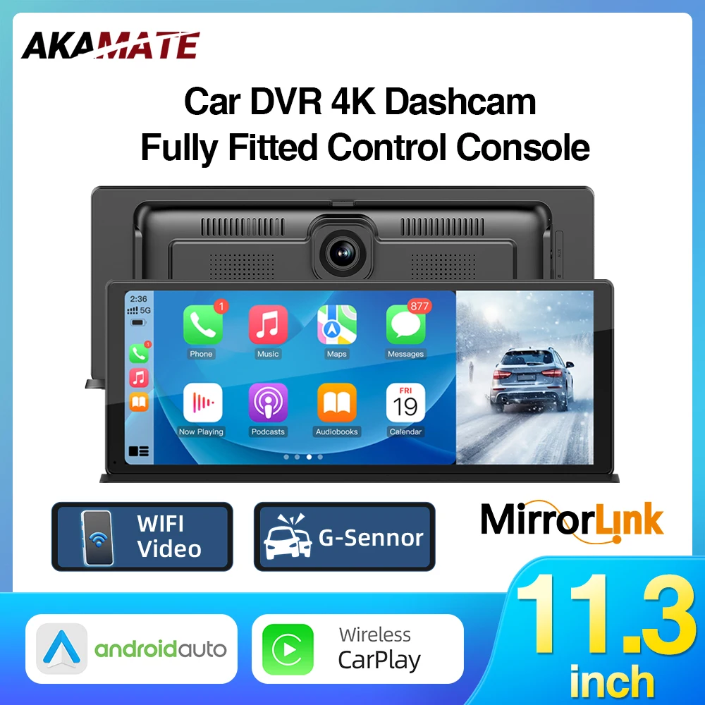 11.3inch Dashcam CarPlay Android Auto Fully Fitted Center Screen Console IPS Display Support Bluetooth AUX USB Fit for Benz BMW