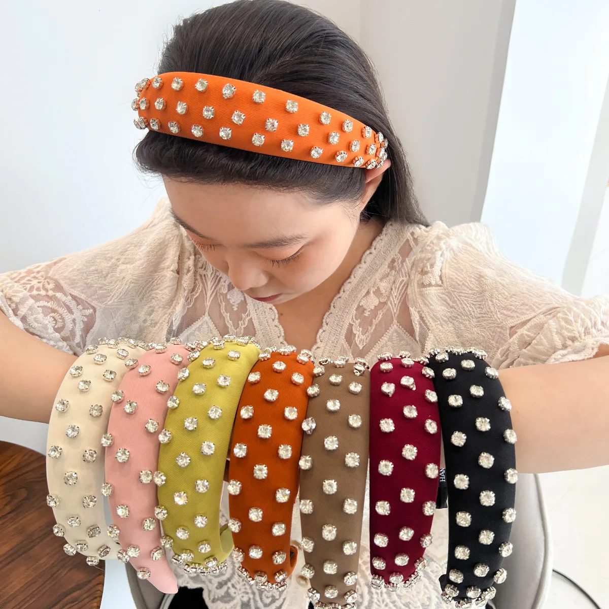 

Fashion Baroque Ball Party Sponge Diamond Headband High-end Christmas Hair Accessory