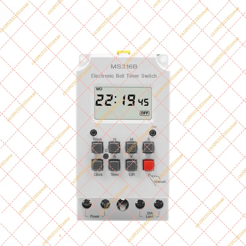 for ManHua MS316B 220V 25A LCD Display Weekly Programmable Timer Switch With Cover School Bell Timer