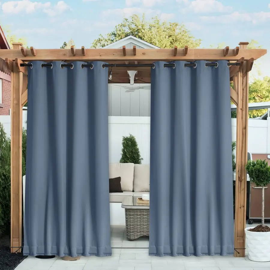 

2 Panels Gazebo Curtains Outdoor Waterproof amp Windproof, Top amp Bottom Grommet with Back Tab WindBreak Outdoor Dividers Black