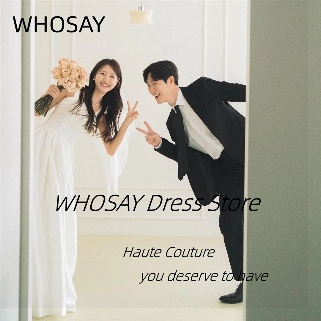 WHOSAY Spaghetti Strapless Wedding Dresses Korea Women Wear A Line Vestidos De Noches Summer Special Bridal Gowns 셀프웨딩드레스 한국