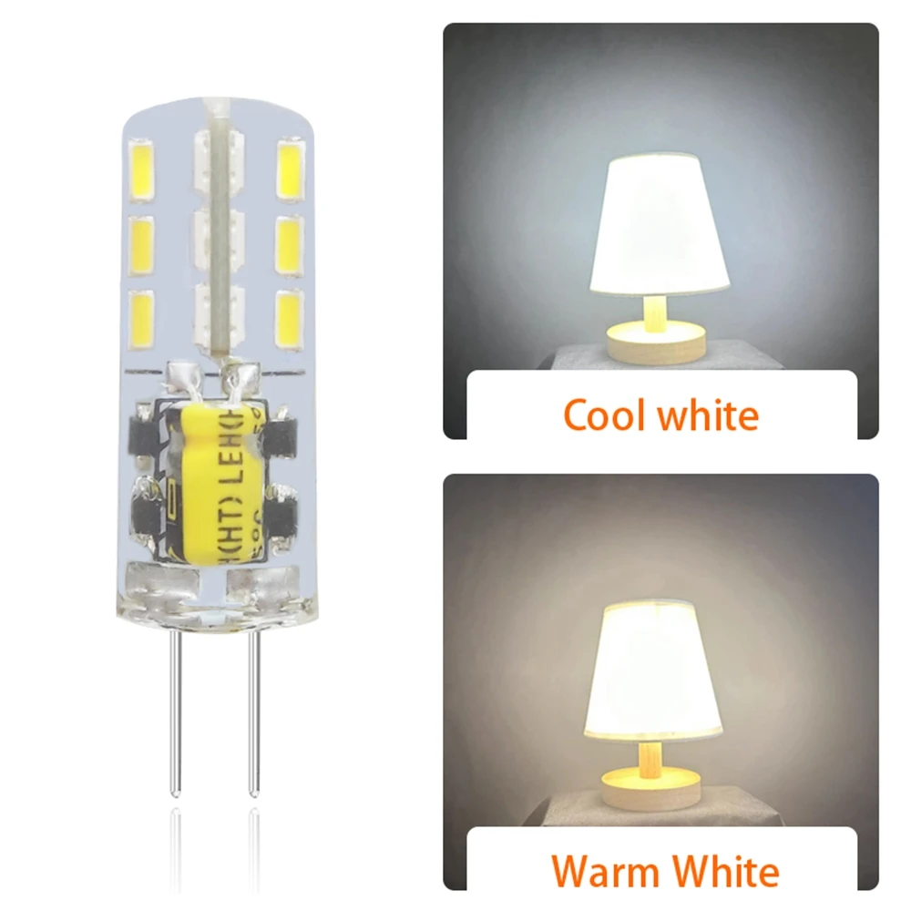 10Pcs G4 LED Bulb 12V AC/DC Cold White Warm White Super Bright 2W 24Led Energy Saving Lamp SMD Pin Base Bulb Light 6000/3000K