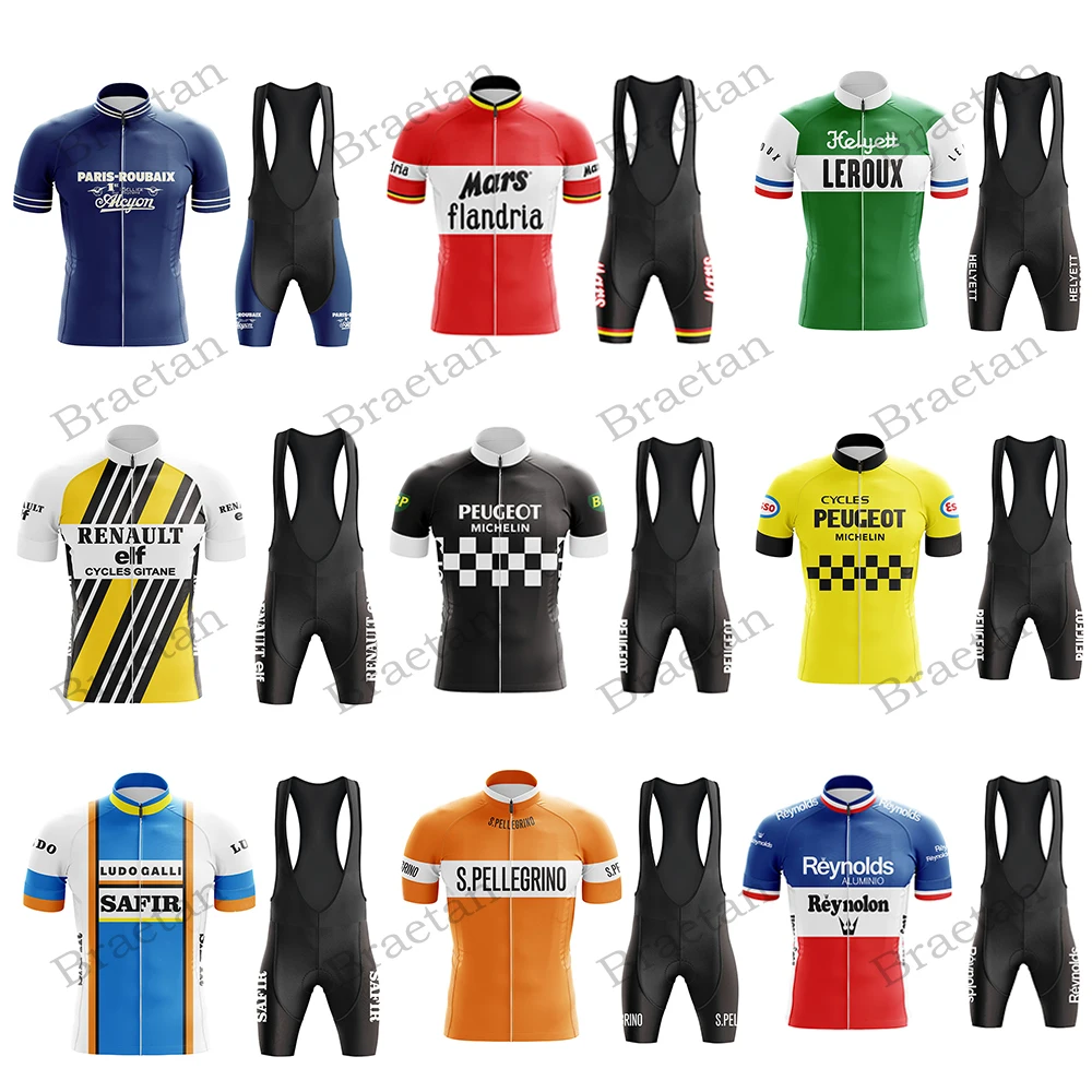 Retro Cycling Kit For Men Cycling Jersey Men Summer Short Sleeve Bike Wear Road Clothing Molteni Faema Reynolds ELF