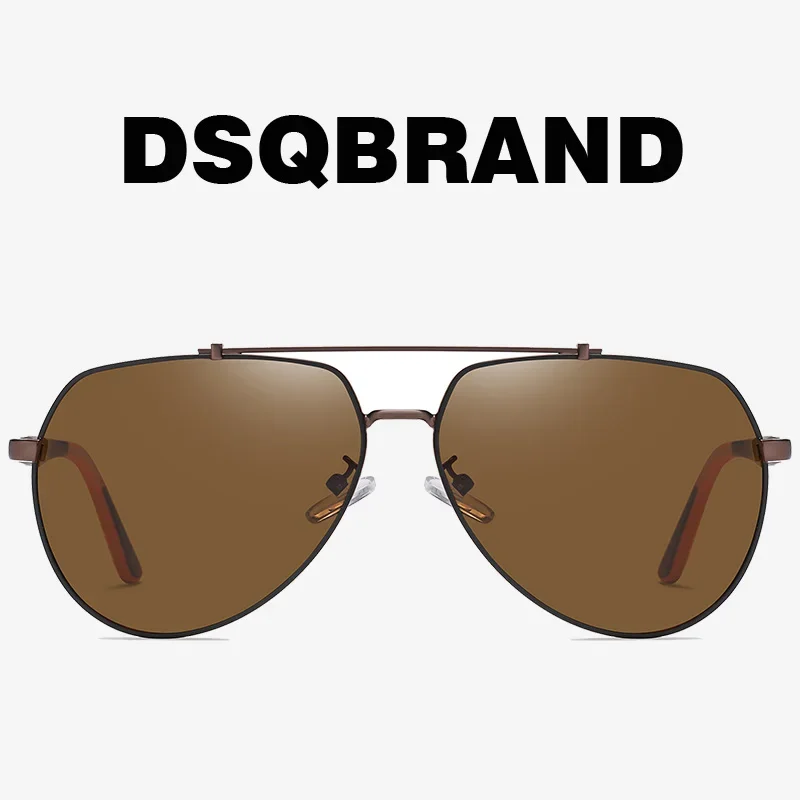 

DSQBRAND Fishing Sunglasses Anti glare Metal Bicolor Polarized Sunglasses Double Beam Large Frame Sunshade Mirrors Spring Legs