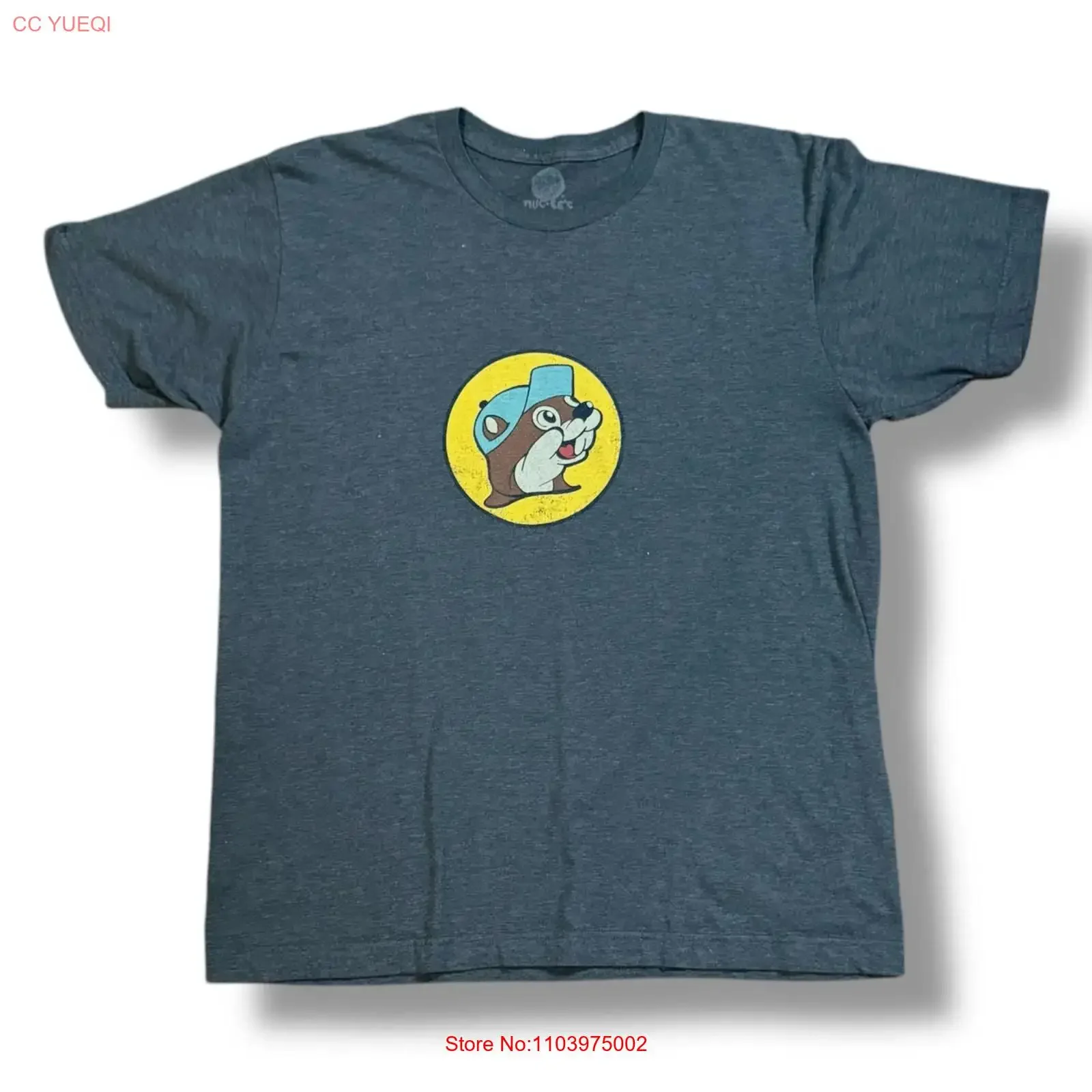 Camiseta Buc ees Beaver Believer 1982 PEACE LOVE Nuggets Texas Gris Talla L Vintage Lavada Versátil Para Uso Diario Hombre