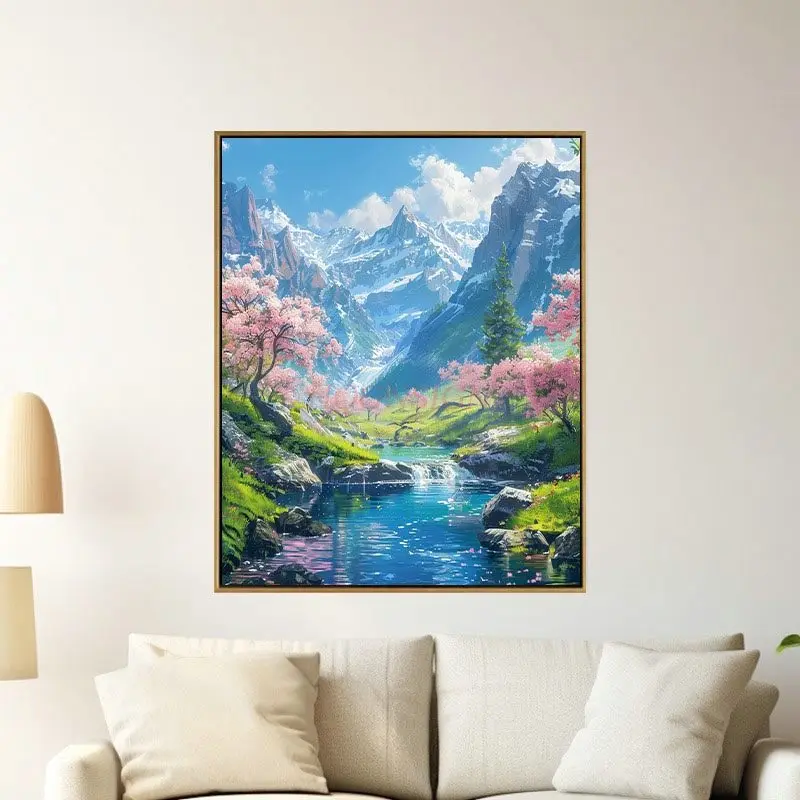 1set Landscape DIY digital oil painting, hand drawn, stress relieving, filling, coloring, decorative painting, acrylic oil