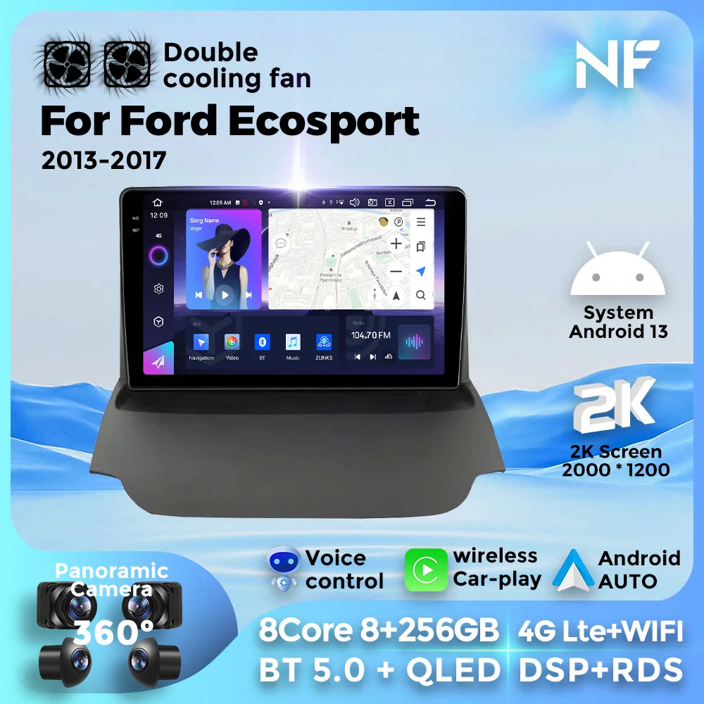 

For Ford Ecosport 2013-2017 Android 13 Car Radio Multimedia Video Player GPS Navigation Stereo Auto WIFI Carplay 2 Din head unit