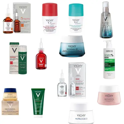 Producto de la serie VICHY, crema de noche de colágeno, 16% VC, rejuvenecedor/HA, crema hidratante de línea de luz, suero azul, crema para ojos, Retinol