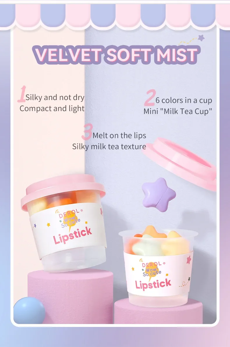 DEROL Matte Set Lipstick Capsule Lipstick Star Candy Mini Capsule Lipstick