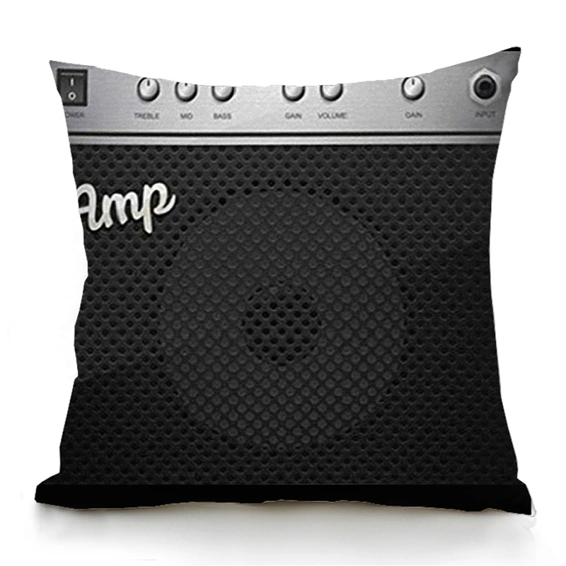 Retro Speaker Piano Rock Black White Double-sided Printed pillow cover Short plush Suitable living rooms throw cushion cover