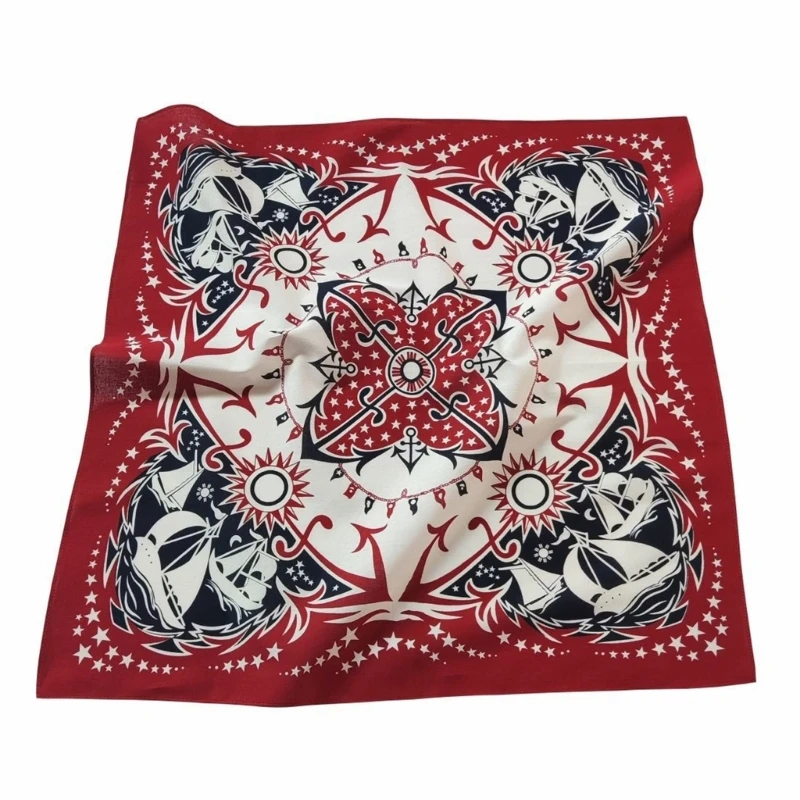 Sailing Pattern Print Bandana Western Paisleys Bandanas Fashion Scarf Street Dance Headscarf Hiphop Head Covering