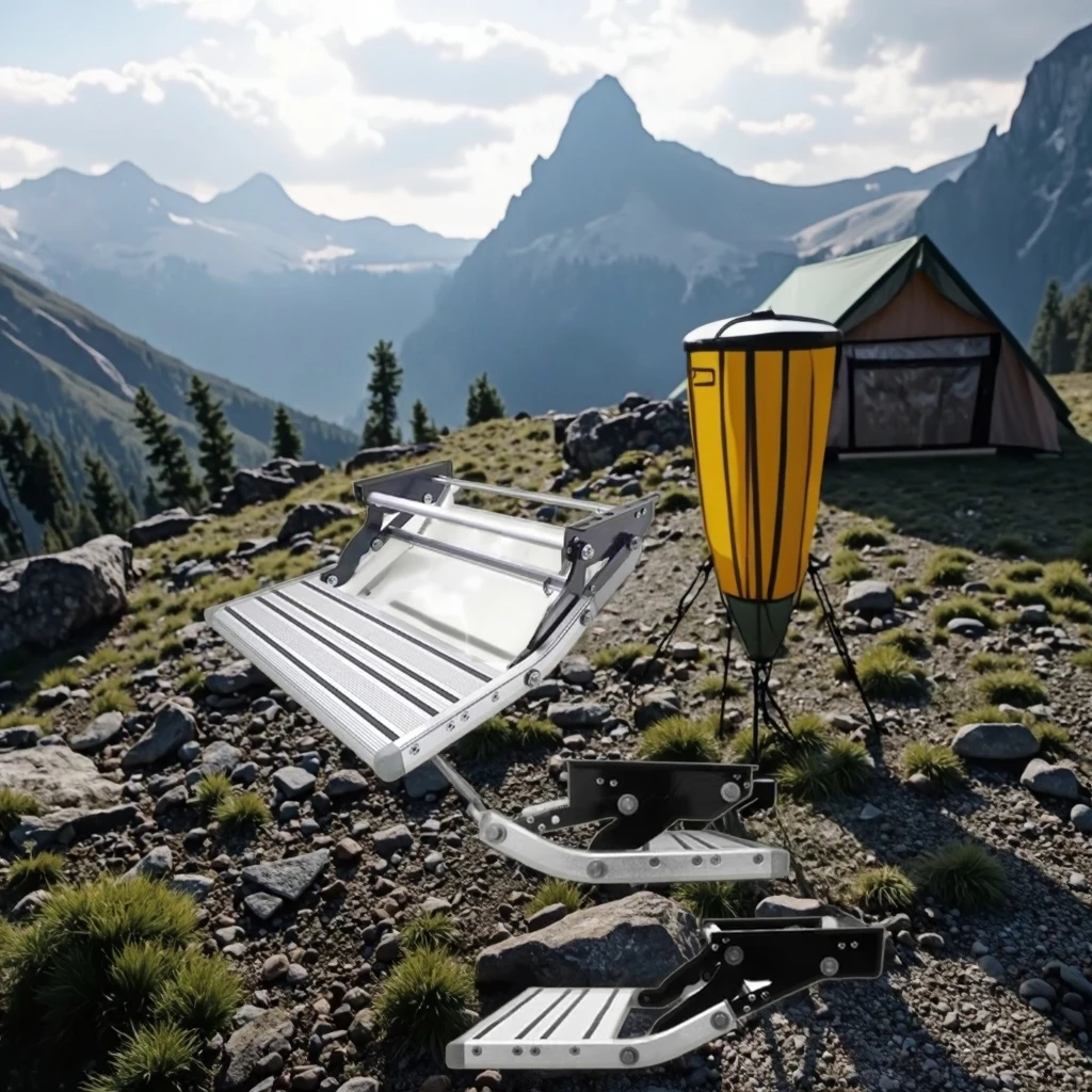 

Luxury Single Step Folding Aluminium Accessory For RVs & Campers Strong Manual Travel Equipment For Caravans Camping Use