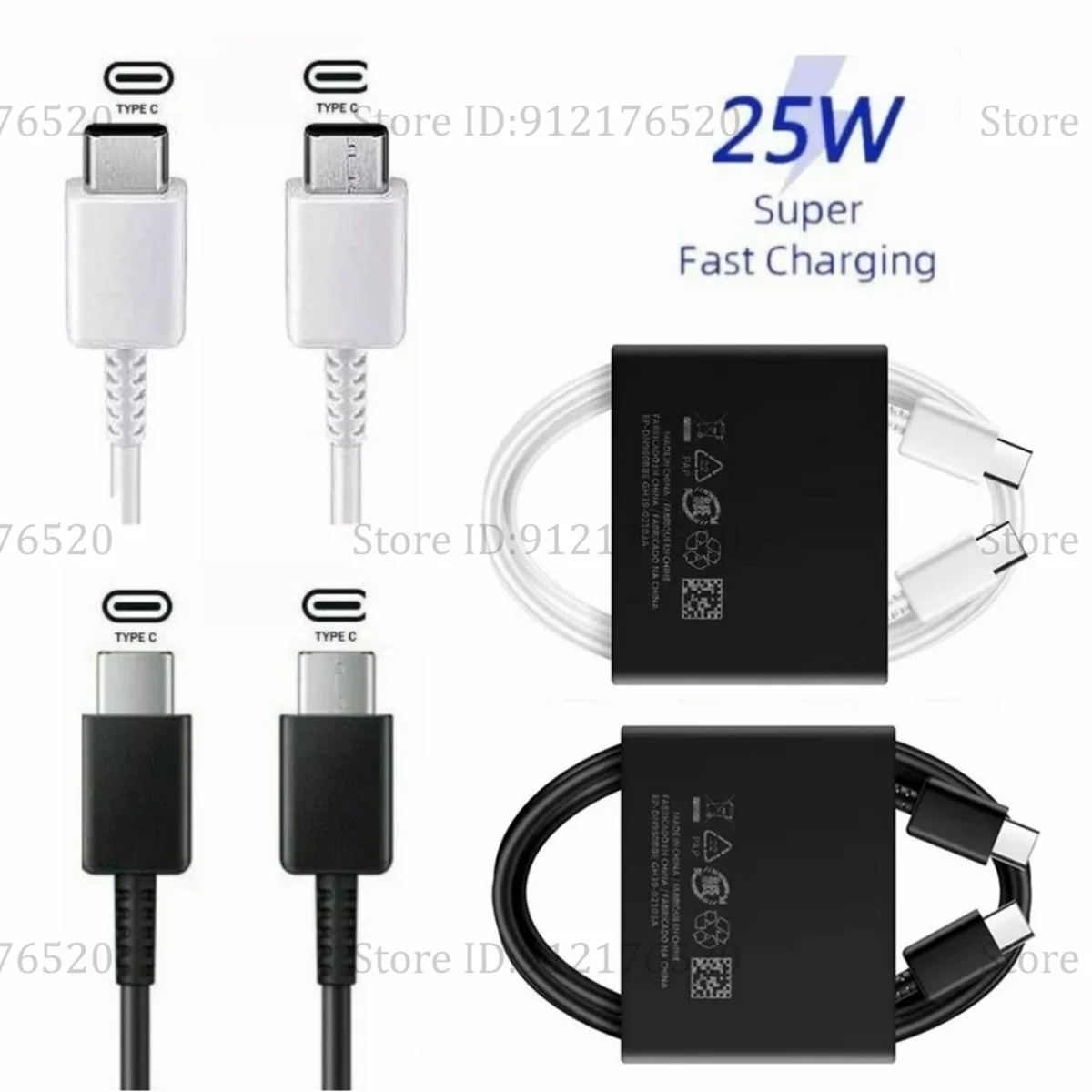 100 قطعة USB-C إلى USB C كابل شحن سريع للغاية لسلسلة سامسونج S21 5G S22 نوت 20 نوت 10
