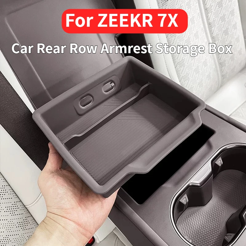 

For Zeekr 7X Car Rear Row Armrest Storage Box Silicone Center Storage Compartment in The Second Row Protection Accessories