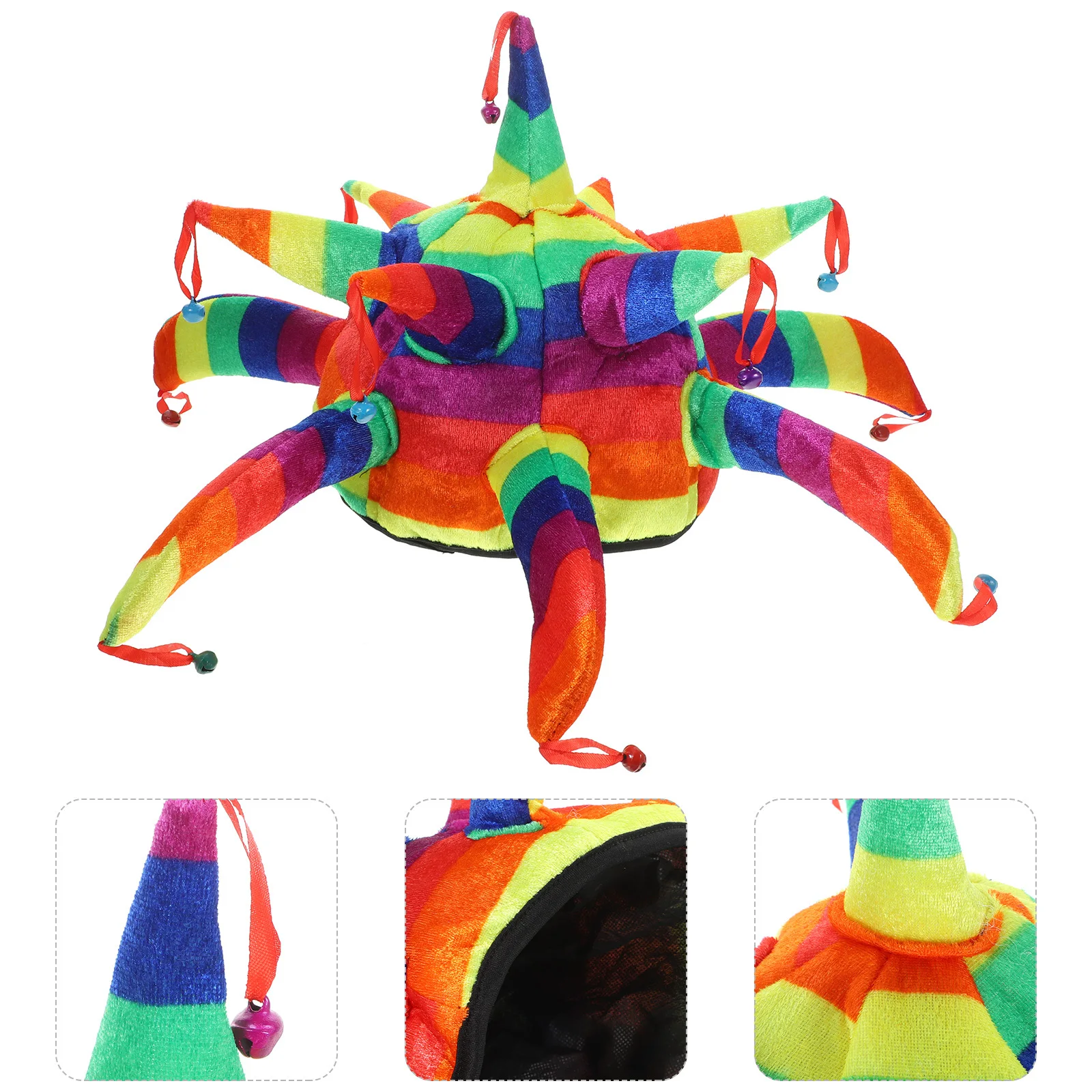 หมวกตัวตลกทรงหลายเหลี่ยม หมวกคอสเพลย์สำหรับผู้ใหญ่ อุปกรณ์เสริมสำหรับงานปาร์ตี้ ฮาโลวีน คาร์นิวัล มาร์ดิกราส์