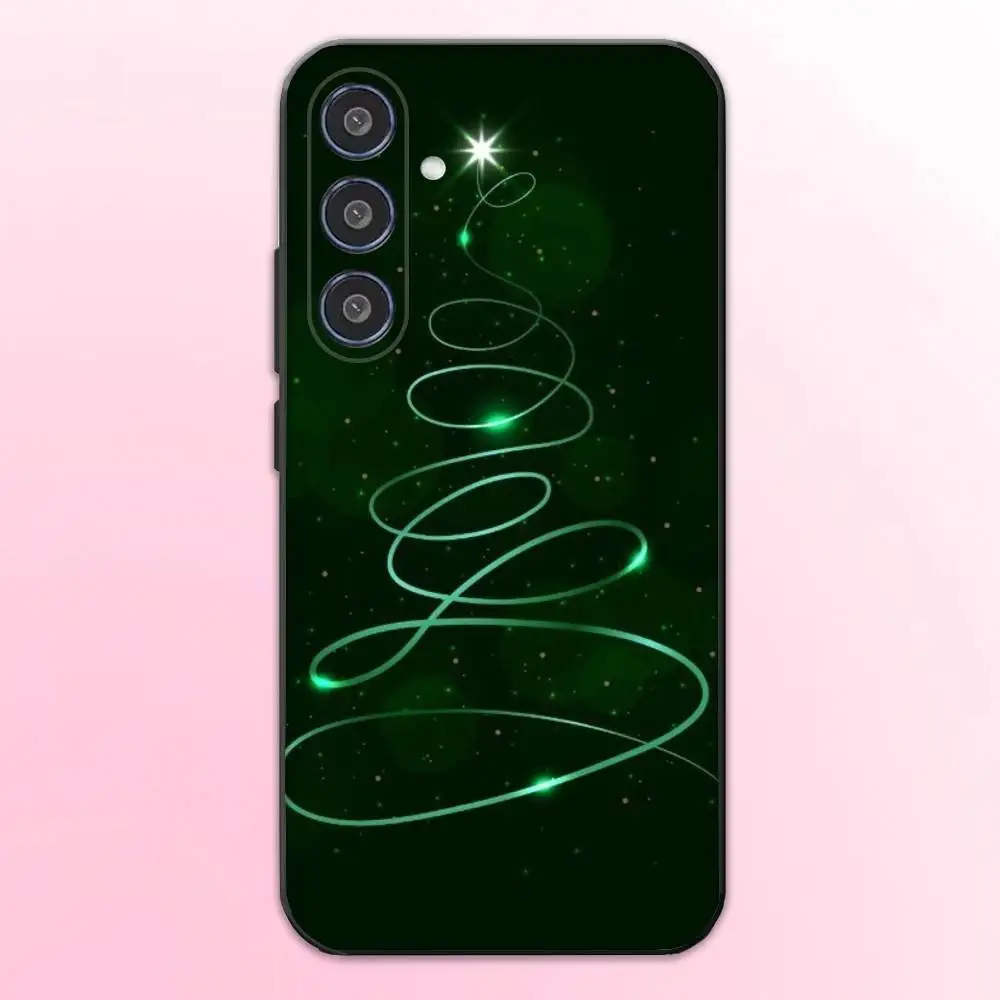 メリークリスマスツリーギフト電話ケースサムスンギャラクシーA73、A72、A71、A70、A53、A52、A51、その他ソフトブラックカバー用