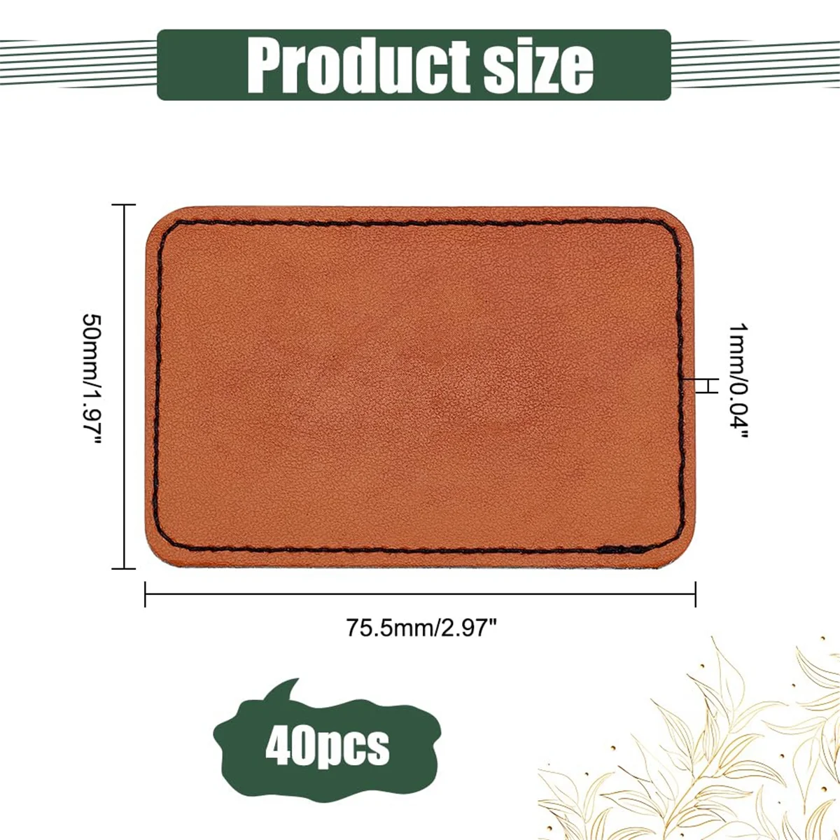 Neueste! 40 Stück rechteckige leere Lederflicken, 5,1 x 7,6 cm, braune Mützenflicken für Hüte, Jacken, Rucksäcke, DIY, Reparatur, Stricken, Nähen