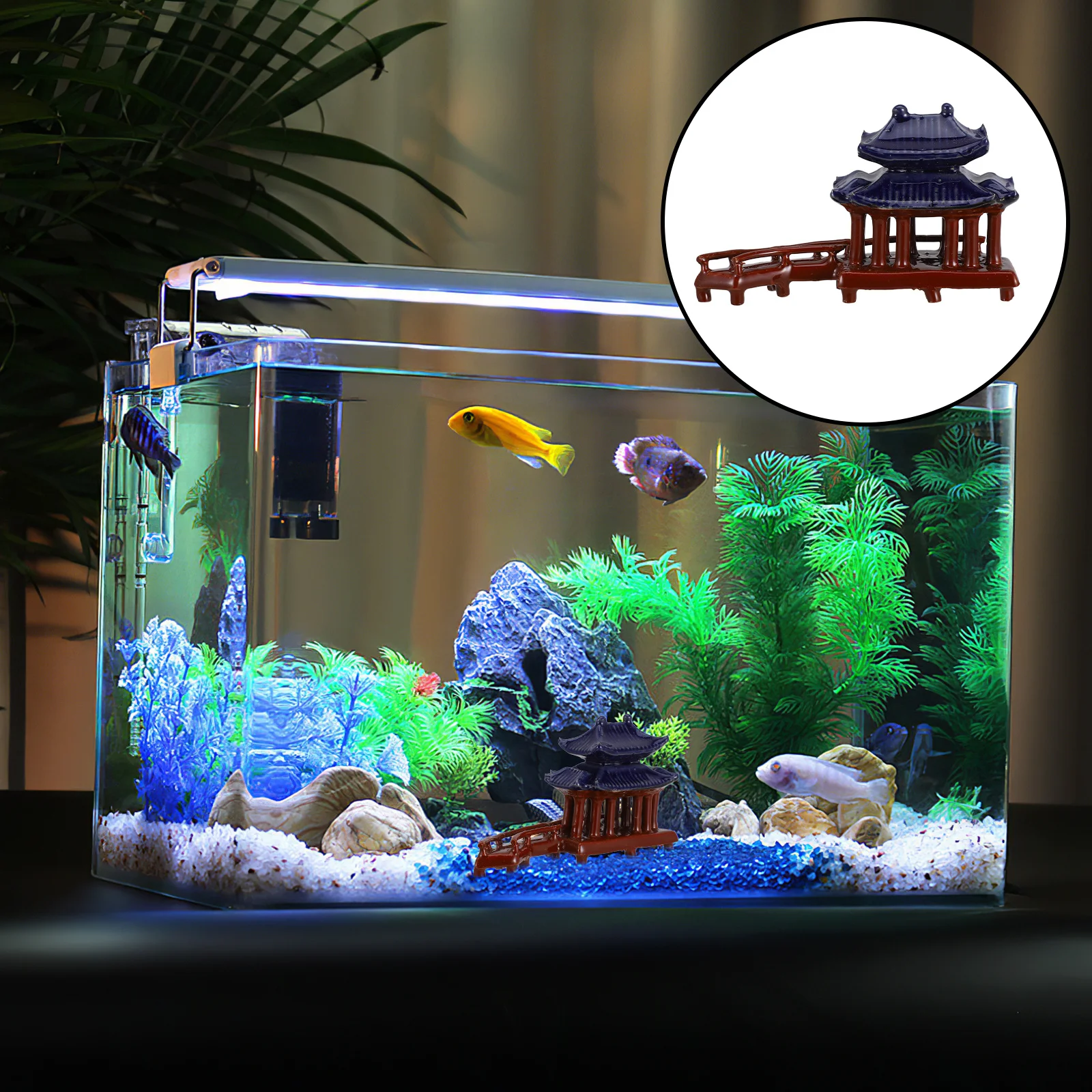 

Mini Curved Bridge Ceramic Pavilion Ornament Fish Tank Decoration Garden Bonsai Micro Landscape Landscaping Indoor Outdoor