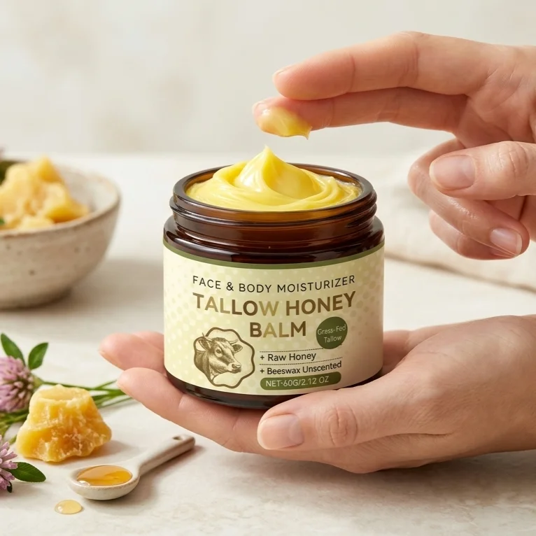 Whipped Beef Tallow Honey Balm Lock Moisture Nourish Repair Facial Skin Enhance Elasticity Soften Rough Skins Face Moisturizer